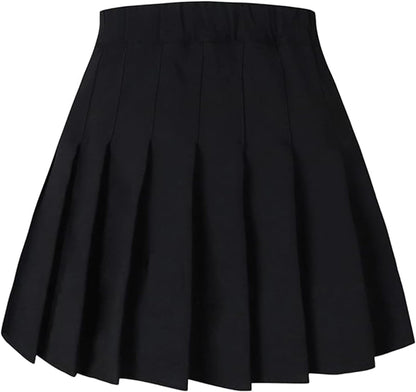 Girls Women Pleated Skirt School Uniform Mini Tennis Skirts